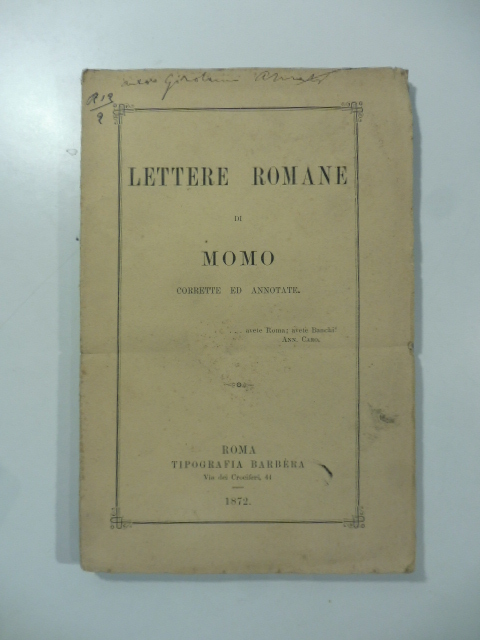 Lettere romane di Momo corrette ed annotate